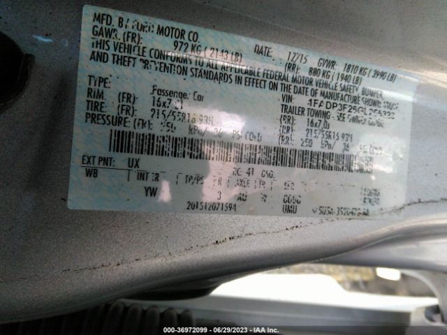 1FADP3F26GL255323 Ford FOCUS SE