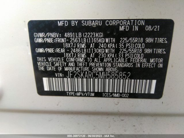 JF2SKARC5MH585852 Subaru Forester Sport