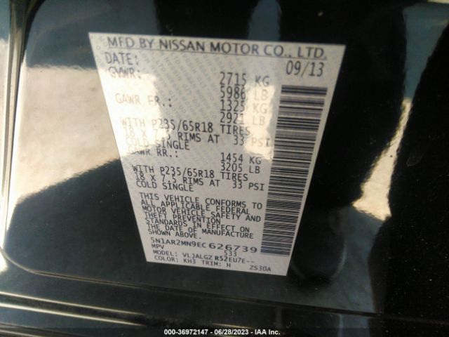 5N1AR2MN9EC626739 Nissan Pathfinder Sl