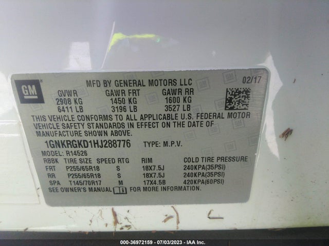 Chevrolet Traverse Lt 2017 1GNKRGKD1HJ288776 Image 10
