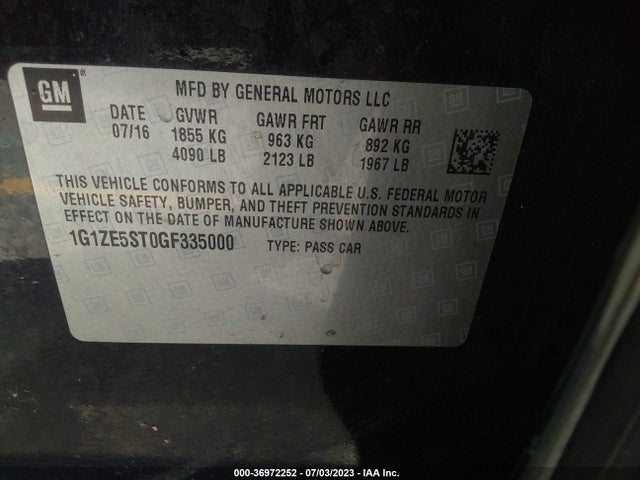 Chevrolet MALIBU LT 2016 1G1ZE5ST0GF335000 Image 9