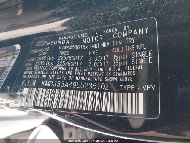 KM8J33A49LU235102 Hyundai Tucson Value