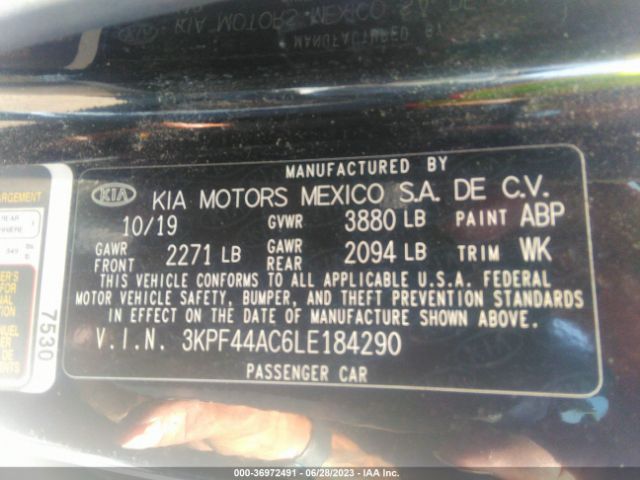 3KPF44AC6LE184290 KIA FORTE GT