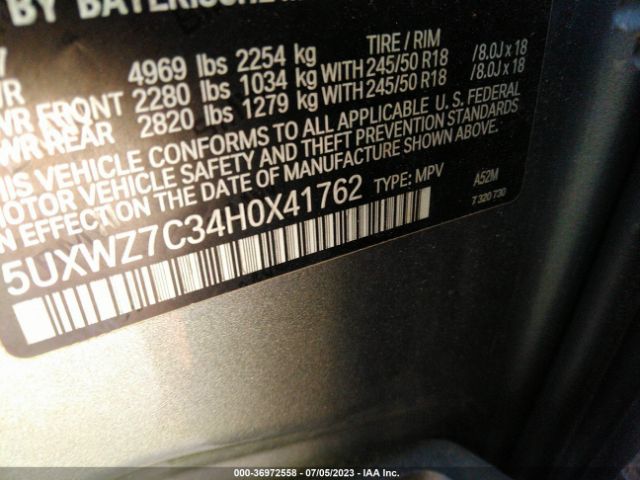 5UXWZ7C34H0X41762 BMW X3 Sdrive28i