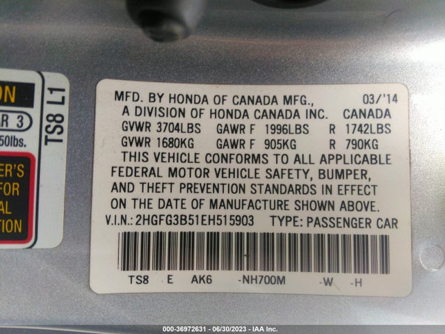 Honda Civic Coupe Lx 2014 2HGFG3B51EH515903 Image 15