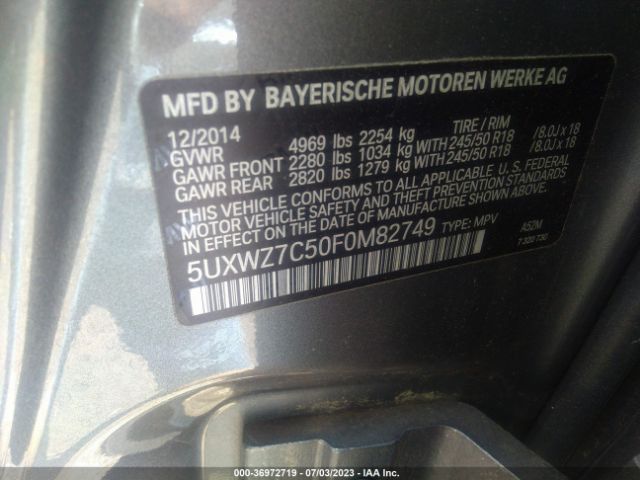 5UXWZ7C50F0M82749 BMW X3 Sdrive28i