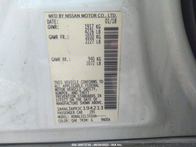 Nissan Altima 2.5 Sv 2018 1N4AL3APXJC194213 Image 15