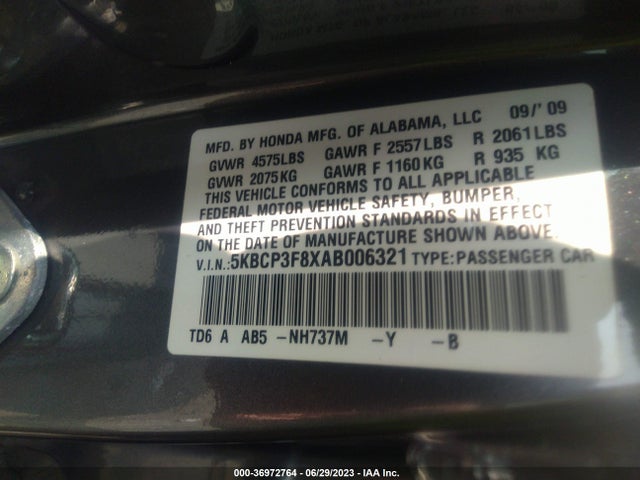 2010 HONDA ACCORD SDN EX-L VIN: 5KBCP3F8XAB006321