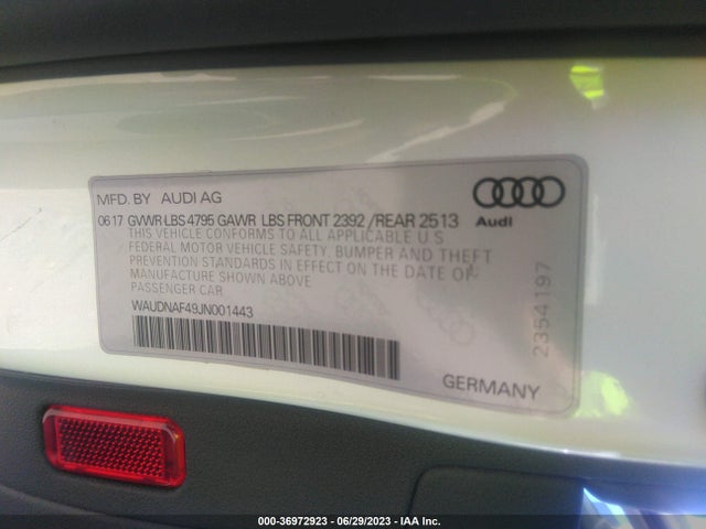 WAUDNAF49JN001443 Audi A4 Premium/tech Premium
