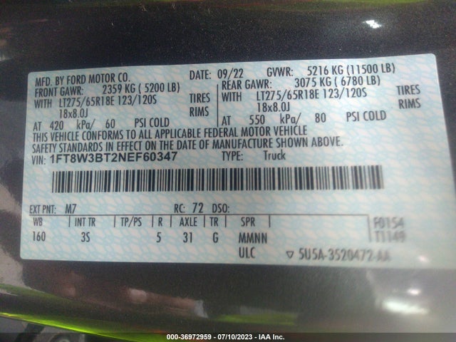 2022 Ford F-350, VIN: 1FT8W3BT2NEF60347