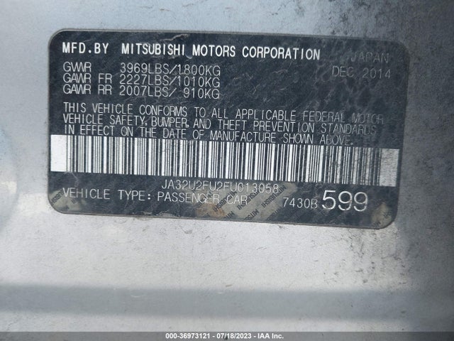 JA32U2FU2FU013058 Mitsubishi LANCER ES