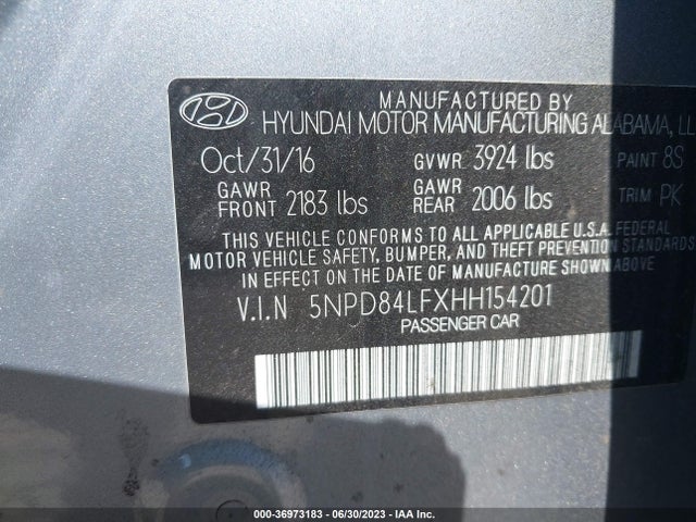 Hyundai ELANTRA SE 2017 5NPD84LFXHH154201 Image 9