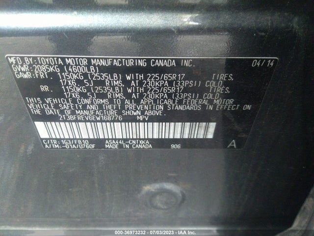 Toyota RAV4 LE 2014 2T3BFREV6EW168776 Image 9