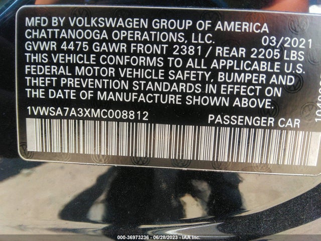 1VWSA7A3XMC008812 Volkswagen Passat 2.0t Se
