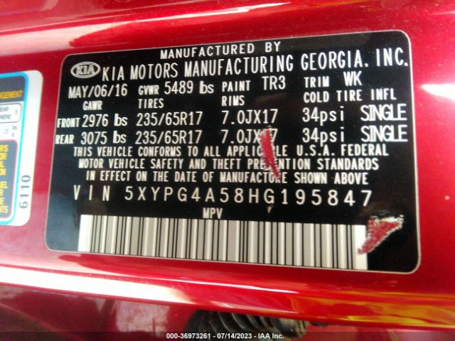 5XYPG4A58HG195847 KIA Sorento Lx V6