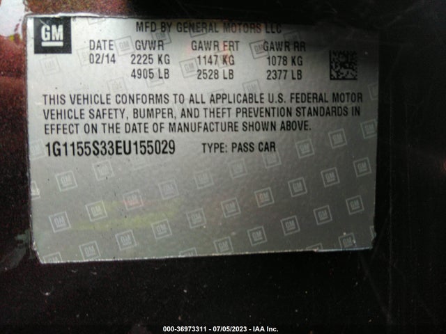 Chevrolet IMPALA LTZ 2014 1G1155S33EU155029 Image 9