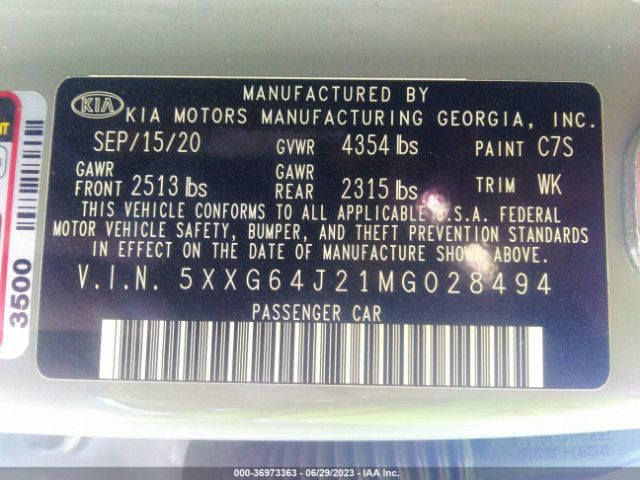 5XXG64J21MG028494 KIA K5 Gt-line