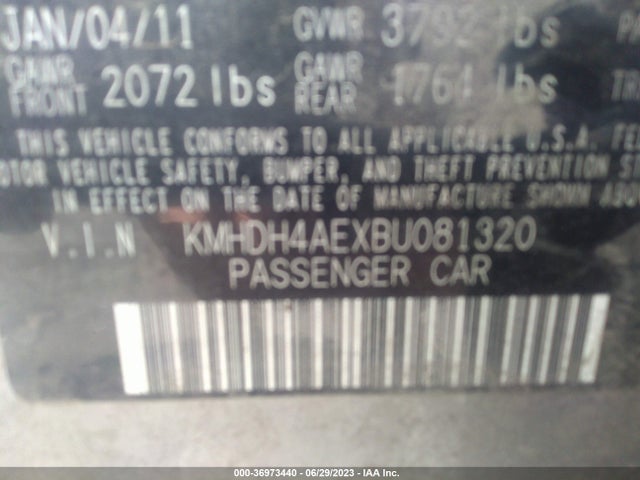 2011 HYUNDAI ELANTRA GLS VIN: KMHDH4AEXBU081320