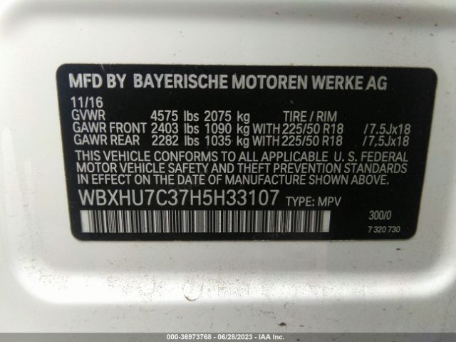WBXHU7C37H5H33107 BMW X1 Sdrive28i