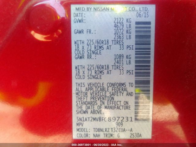 5N1AT2MV8FC897231 Nissan Rogue Sl