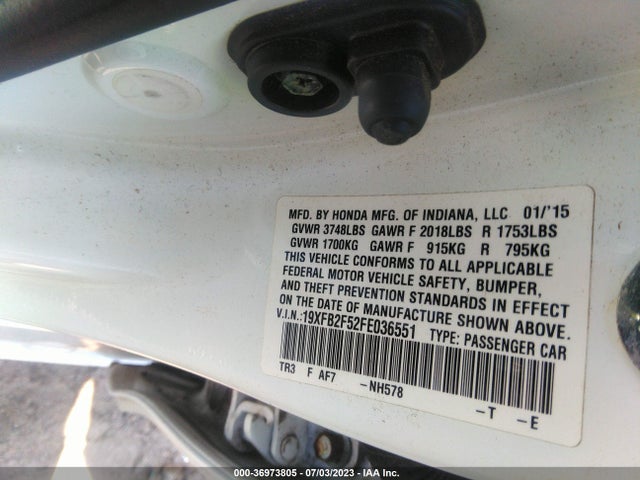 Honda Civic Sedan Lx 2015 19XFB2F52FE036551 Image 9