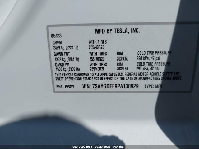 7SAYGDEE9PA130929 Tesla Model Y Long Range