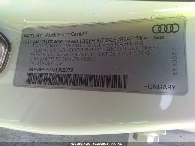 2018 Audi RS 3, VIN: WUABWGFF7J1902879