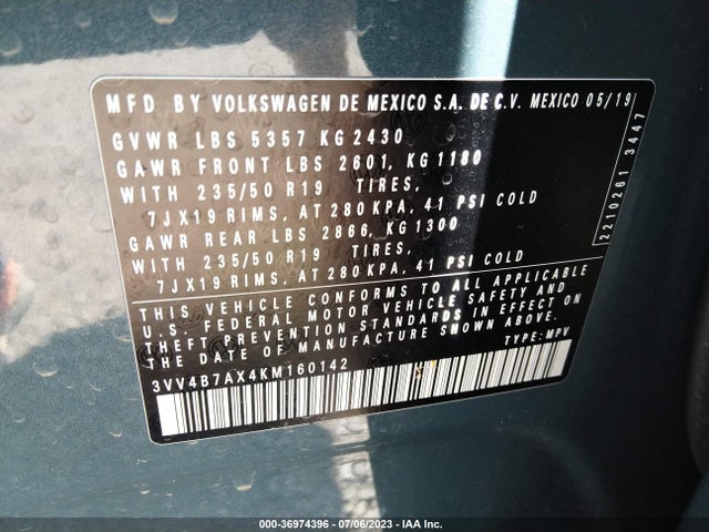3VV4B7AX4KM160142 Volkswagen Tiguan Sel Premium