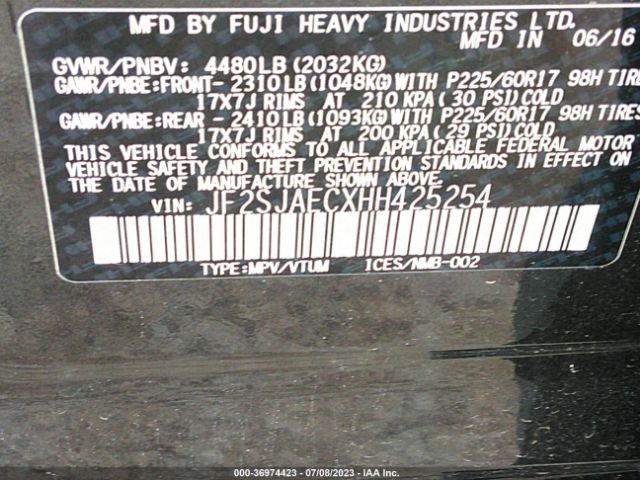 JF2SJAECXHH425254 Subaru Forester Premium