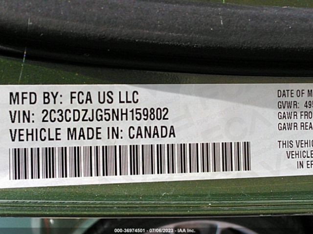 2C3CDZJG5NH159802 Dodge Challenger Gt