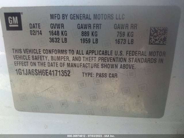 Chevrolet SONIC LS 2014 1G1JA6SH6E4171352 Image 9