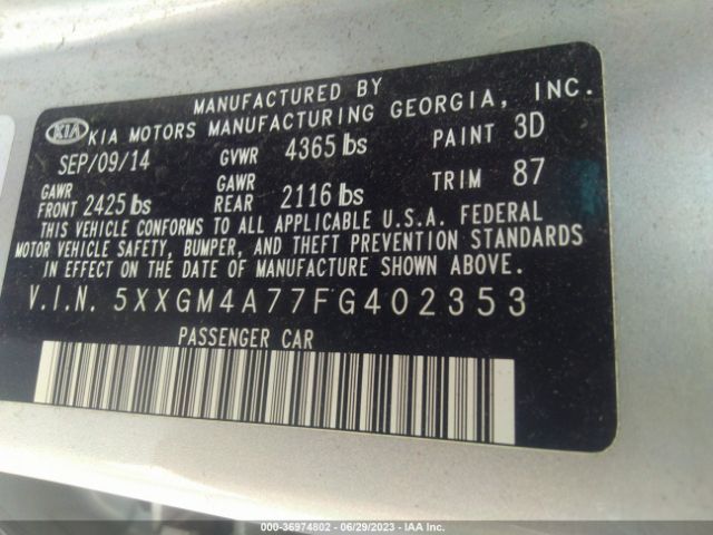 5XXGM4A77FG402353 KIA Optima Lx