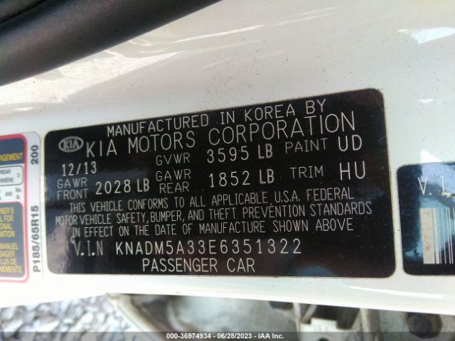 KNADM5A33E6351322 KIA RIO LX
