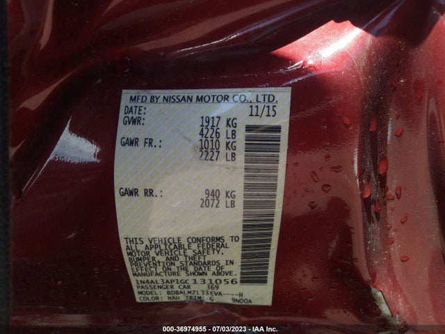 Nissan Altima 2.5 Sv 2016 1N4AL3AP1GC131056 Image 9