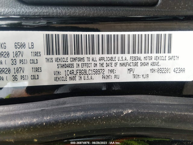 1C4RJFBG9LC158972 Jeep Grand Cherokee Limited X