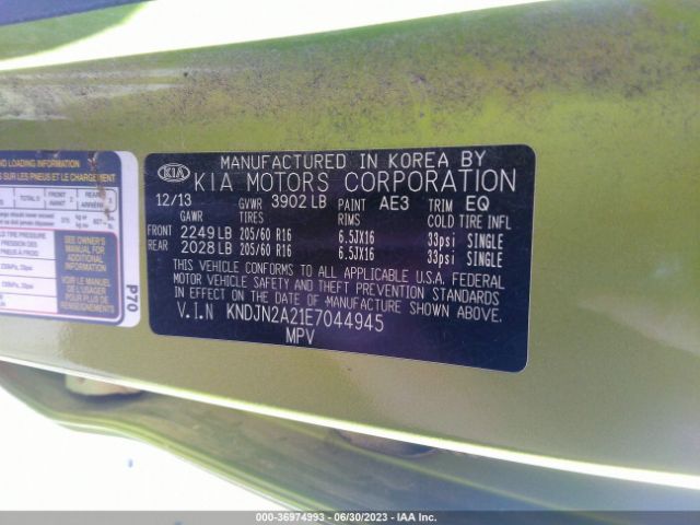 KNDJN2A21E7044945 KIA Soul Base