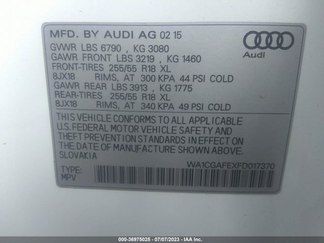 WA1CGAFEXFD017370 Audi Q7 3.0t Premium