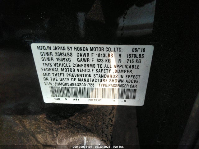 Honda FIT LX 2016 JHMGK5H56GS001723 Image 9
