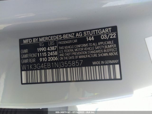 W1K3G4EB1NJ355857 Mercedes-Benz A-class A 220