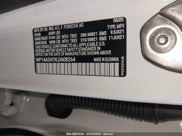 2020 Porsche Cayenne, VIN: WP1AA2AYXLDA08264
