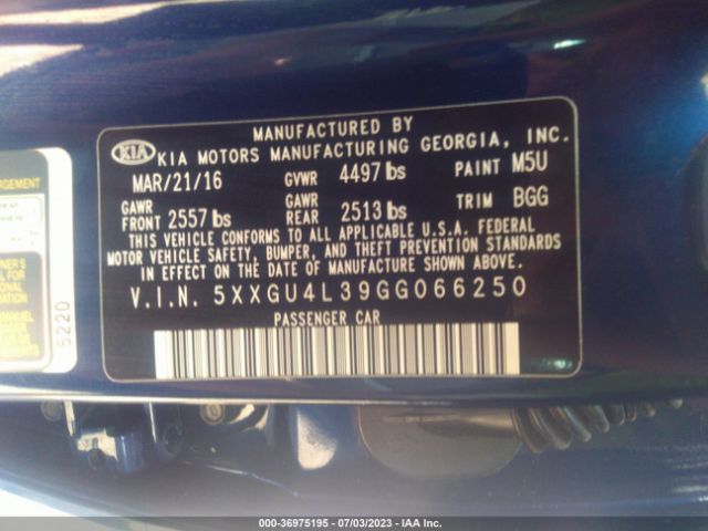5XXGU4L39GG066250 KIA OPTIMA EX