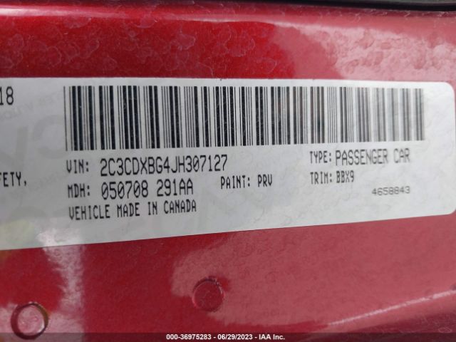 2C3CDXBG4JH307127 Dodge Charger Sxt
