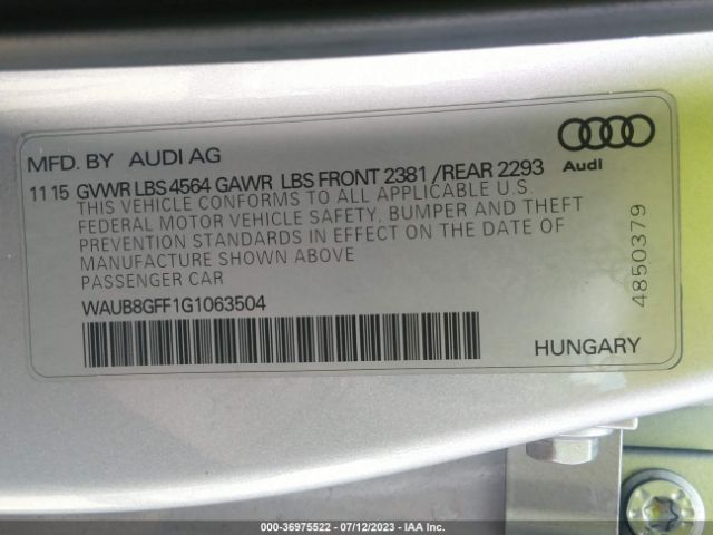 WAUB8GFF1G1063504 Audi A3 2.0t Premium
