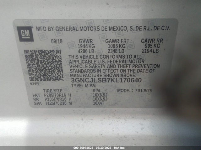 Chevrolet Trax Lt 2019 3GNCJLSB7KL170640 Image 9