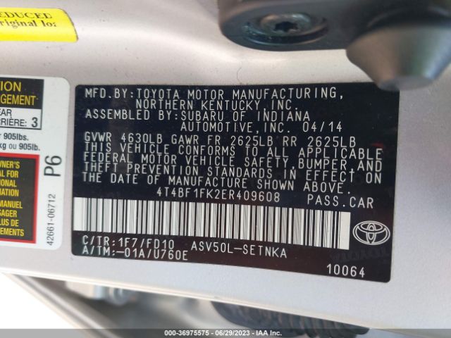 4T4BF1FK2ER409608 Toyota Camry L/le/xle/se/se Sport