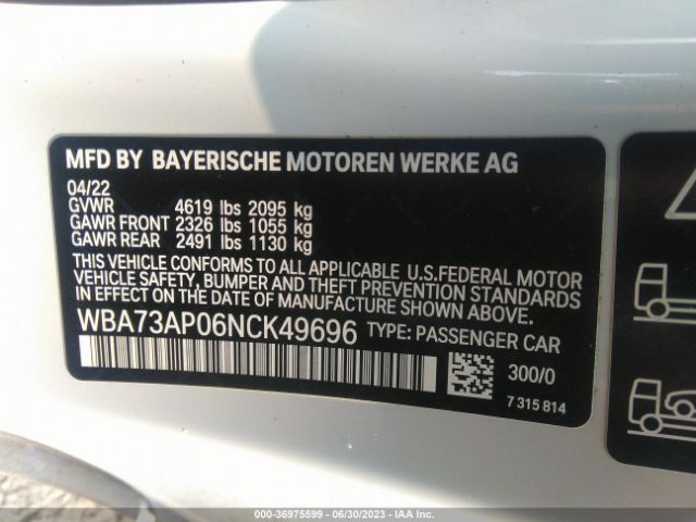 WBA73AP06NCK49696 BMW 4 Series 430i Xdrive