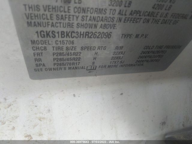 1GKS1BKC3HR262096 GMC YUKON SLT