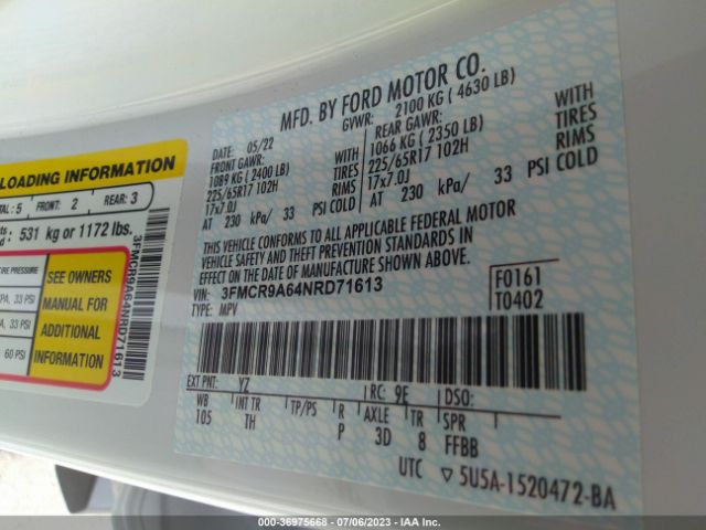 3FMCR9A64NRD71613 Ford Bronco Sport Base