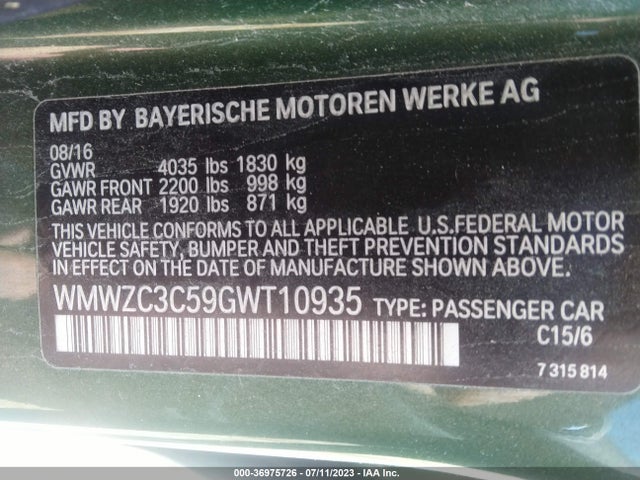 WMWZC3C59GWT10935 Mini Cooper Countryman S