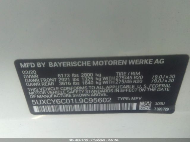 5UXCY6C01L9C95602 BMW X6 Xdrive40i